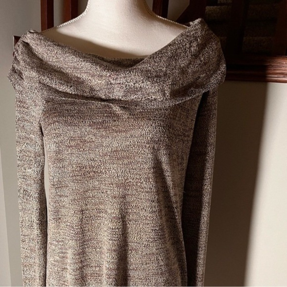 White‎ House Black Market Cowl Neck Sweater – Brown & Cream Shimmer Blend